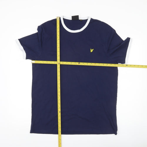 Lyle & Scott Men's Blue Crew Neck Short Sleeve T-Shirt Size L