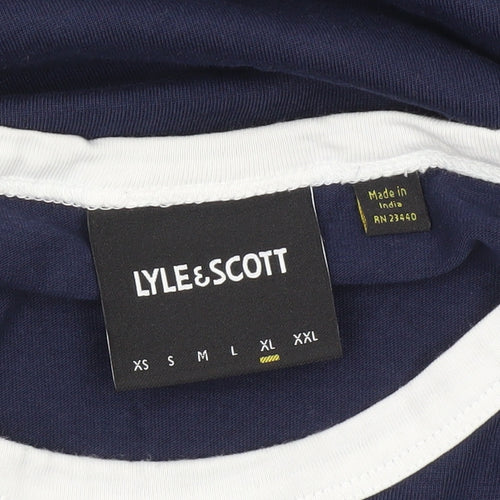 Lyle & Scott Men's Blue Crew Neck Short Sleeve T-Shirt Size L