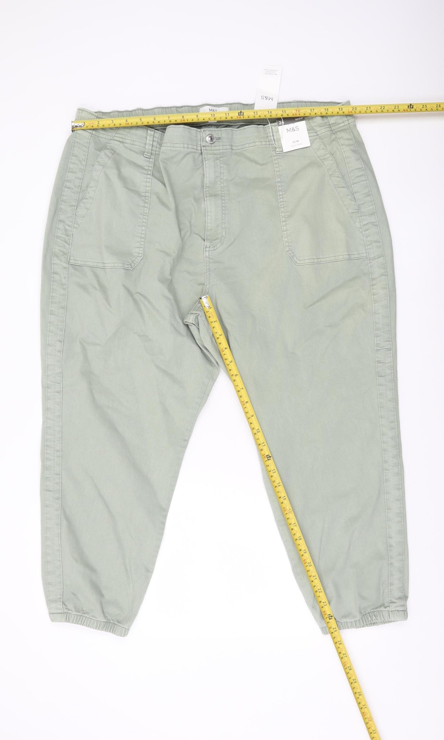 Marks and Spencer Women’s Green Size 24 Jogger Trousers Cotton Lyocell