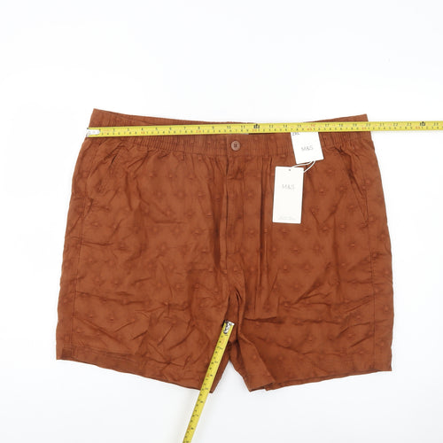Marks and Spencer Men's Brown 2XL Casual Cotton Shorts