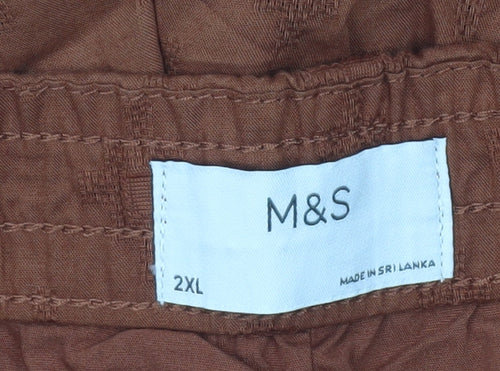 Marks and Spencer Men's Brown 2XL Casual Cotton Shorts