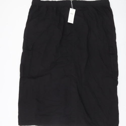 Marks and Spencer Womens Black Size 24 Cargo Skirt Knee Length