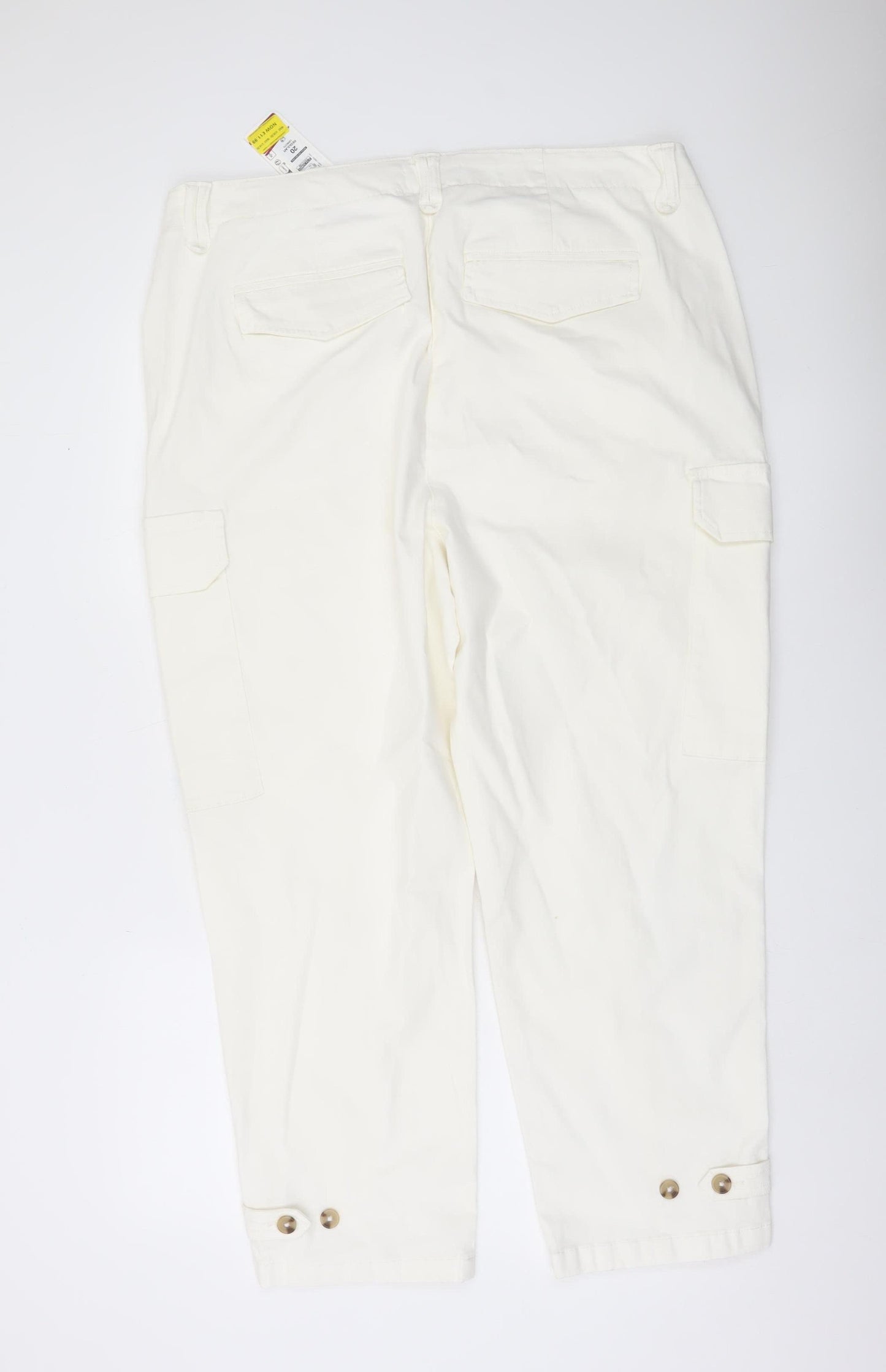 Marks and Spencer Women's White Cargo Trousers Size 20 Regular