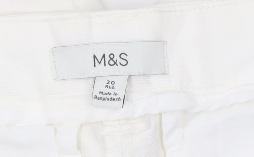 Marks and Spencer Women's White Cargo Trousers Size 20 Regular
