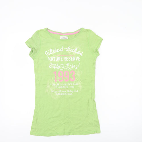 H&M Girls Green Graphic Print Cotton T-Shirt - Age 11 Years