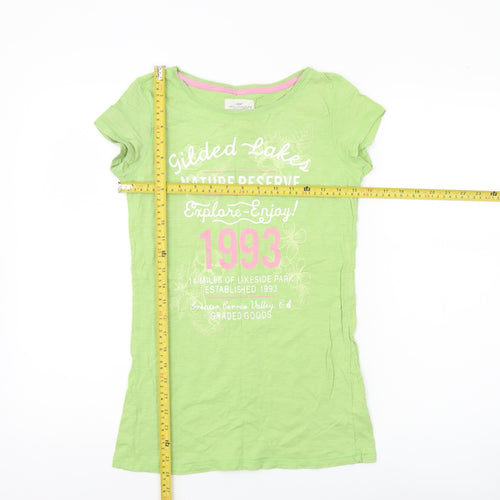 H&M Girls Green Graphic Print Cotton T-Shirt - Age 11 Years