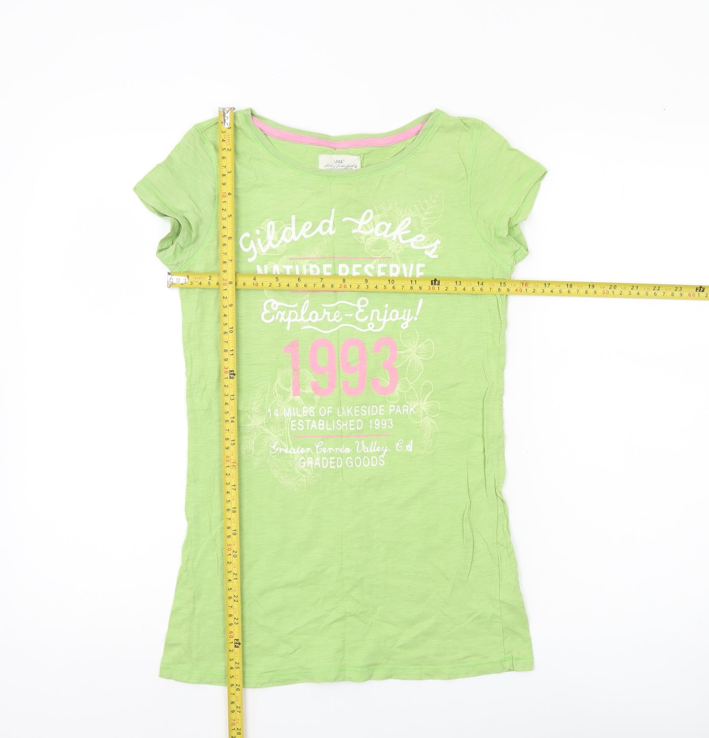 H&M Girls Green Graphic Print Cotton T-Shirt - Age 11 Years