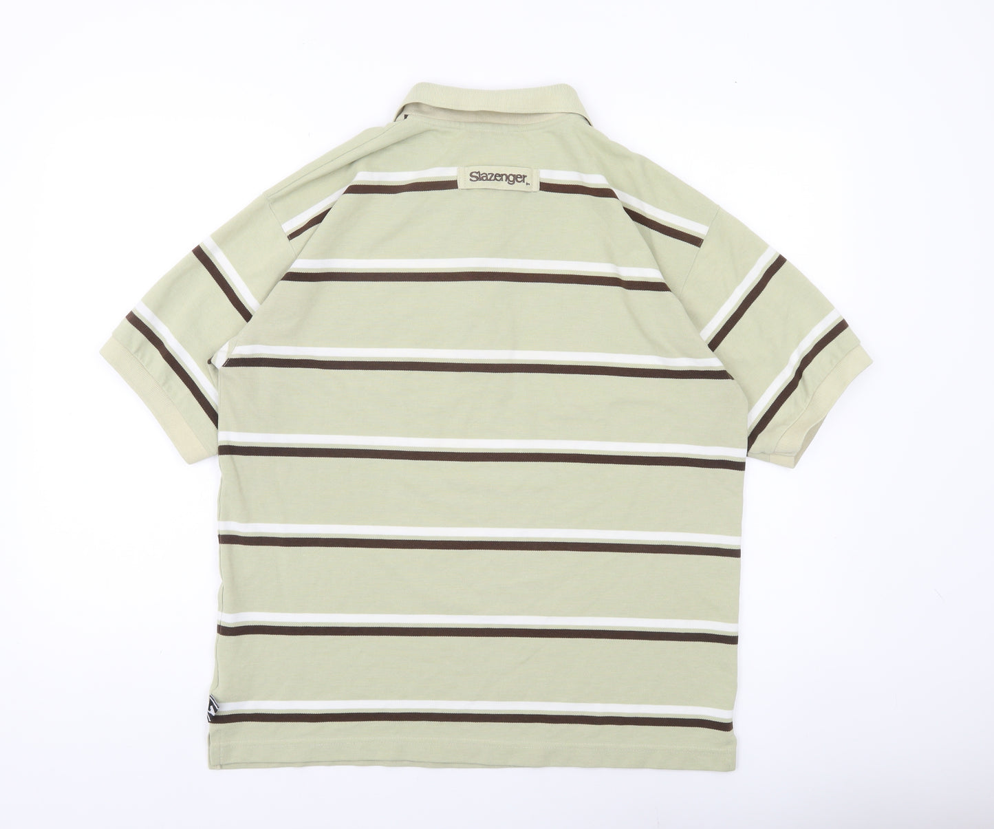 Slazenger Men’s Beige Striped Polo Shirt Size M Casual Golf