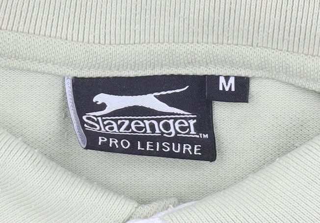 Slazenger Men’s Beige Striped Polo Shirt Size M Casual Golf