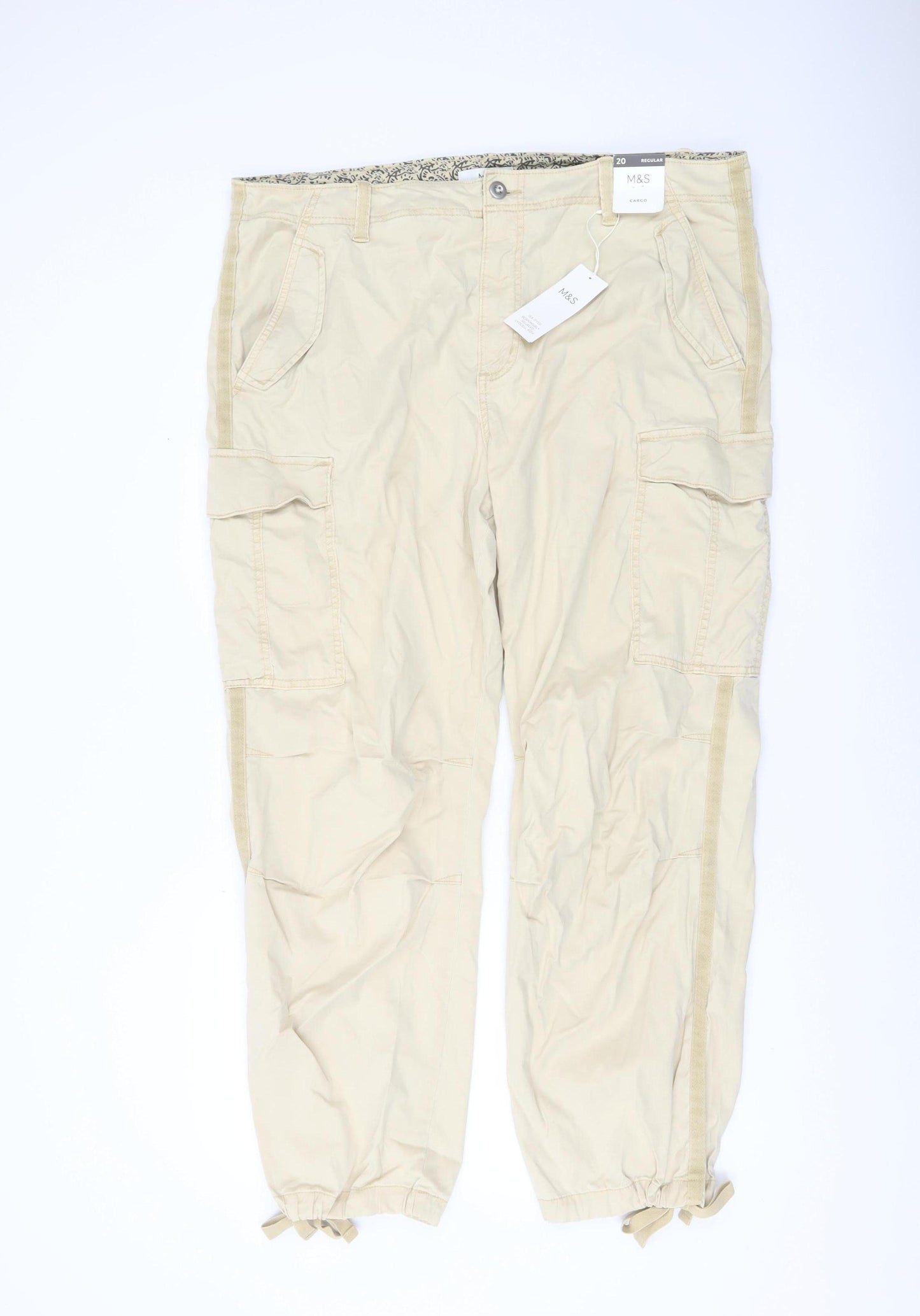 Marks and Spencer Womens Beige Cargo Trousers Size 20 Regular