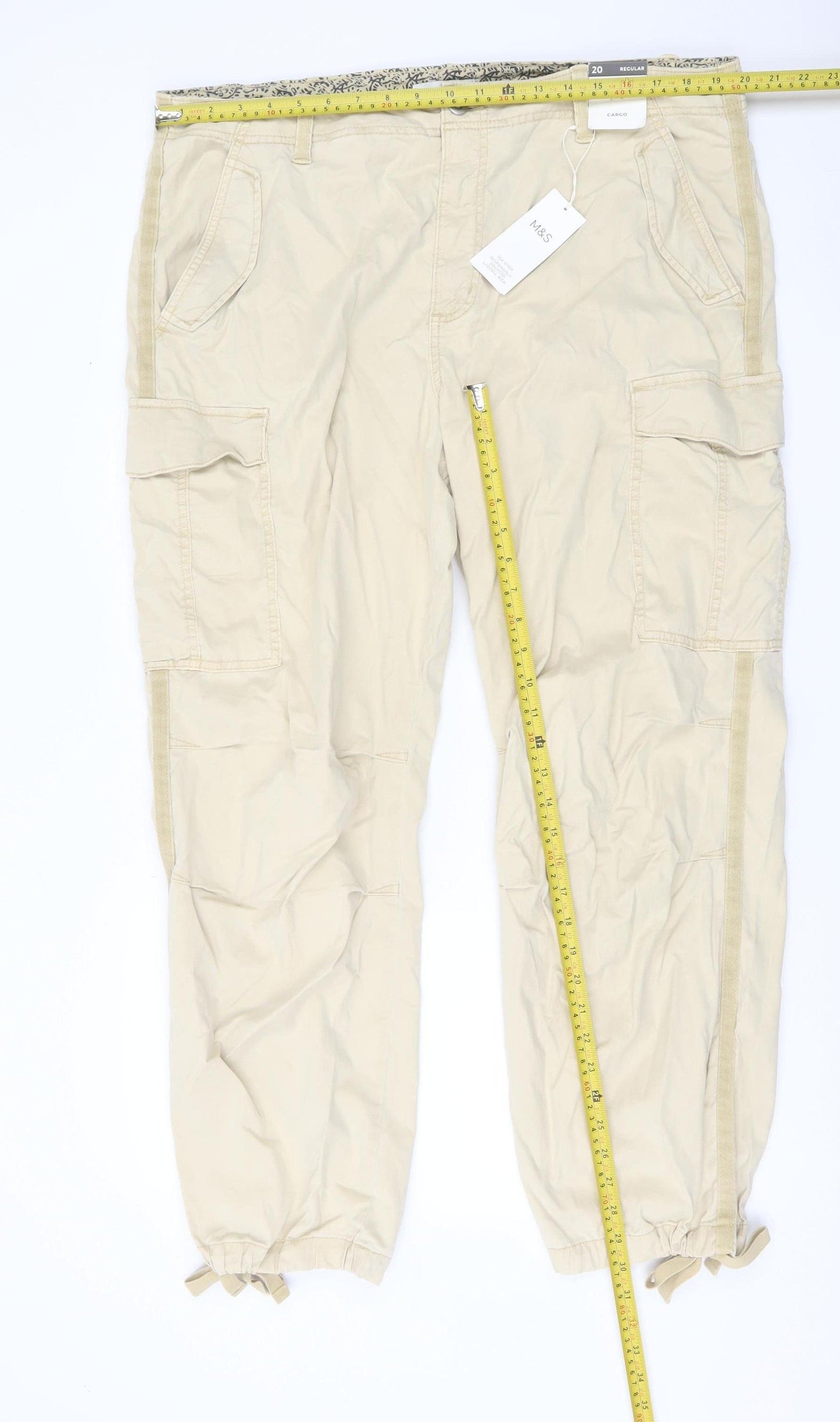 Marks and Spencer Womens Beige Cargo Trousers Size 20 Regular