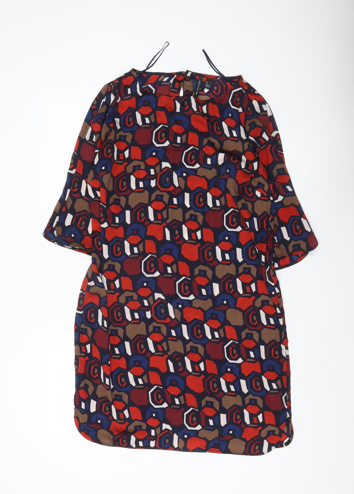 MNG Collection Women’s Multicoloured Geometric Shift Dress Size 12