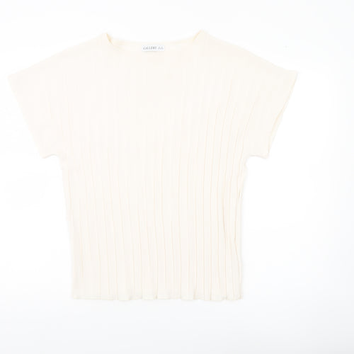 Gallery Womens Ivory XS Boat Neck Short Sleeve Basic Top