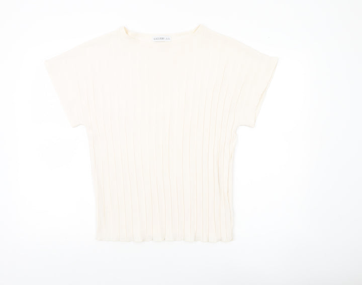 Gallery Womens Ivory XS Boat Neck Short Sleeve Basic Top