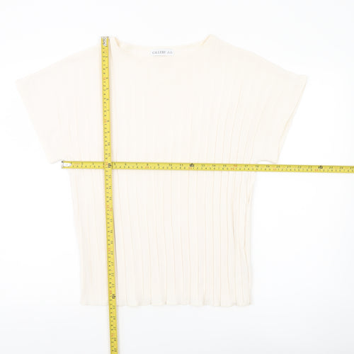 Gallery Womens Ivory XS Boat Neck Short Sleeve Basic Top