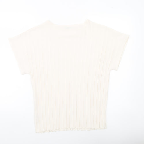 Gallery Womens Ivory XS Boat Neck Short Sleeve Basic Top