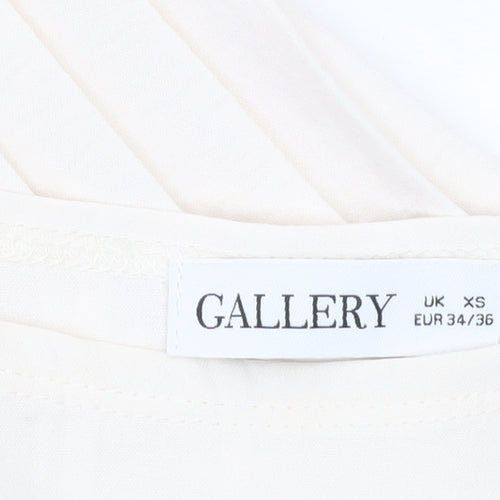Gallery Womens Ivory XS Boat Neck Short Sleeve Basic Top