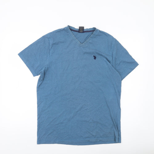 U.S. Polo Assn. Men’s Blue V-Neck T-Shirt Size M Cotton Blend