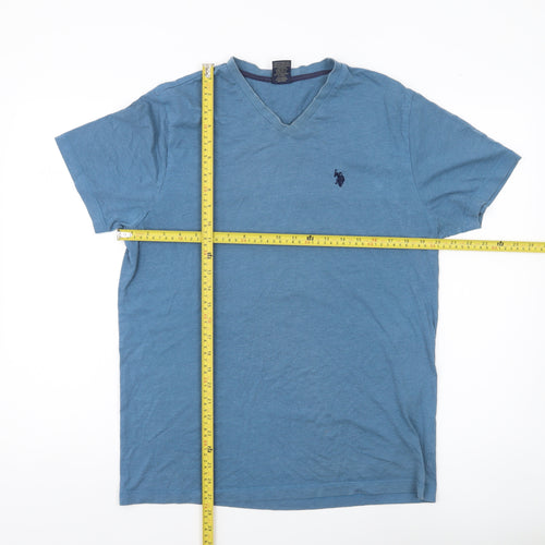 U.S. Polo Assn. Men’s Blue V-Neck T-Shirt Size M Cotton Blend
