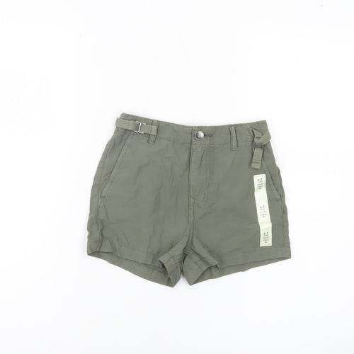 Marks and Spencer Girls Green Cargo Shorts 6-7Y Adjustable Waist Cotton