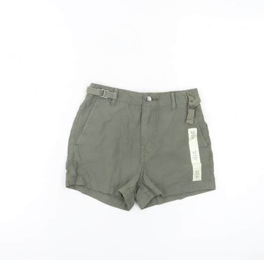 Marks and Spencer Girls Green Cargo Shorts 6-7Y Adjustable Waist Cotton