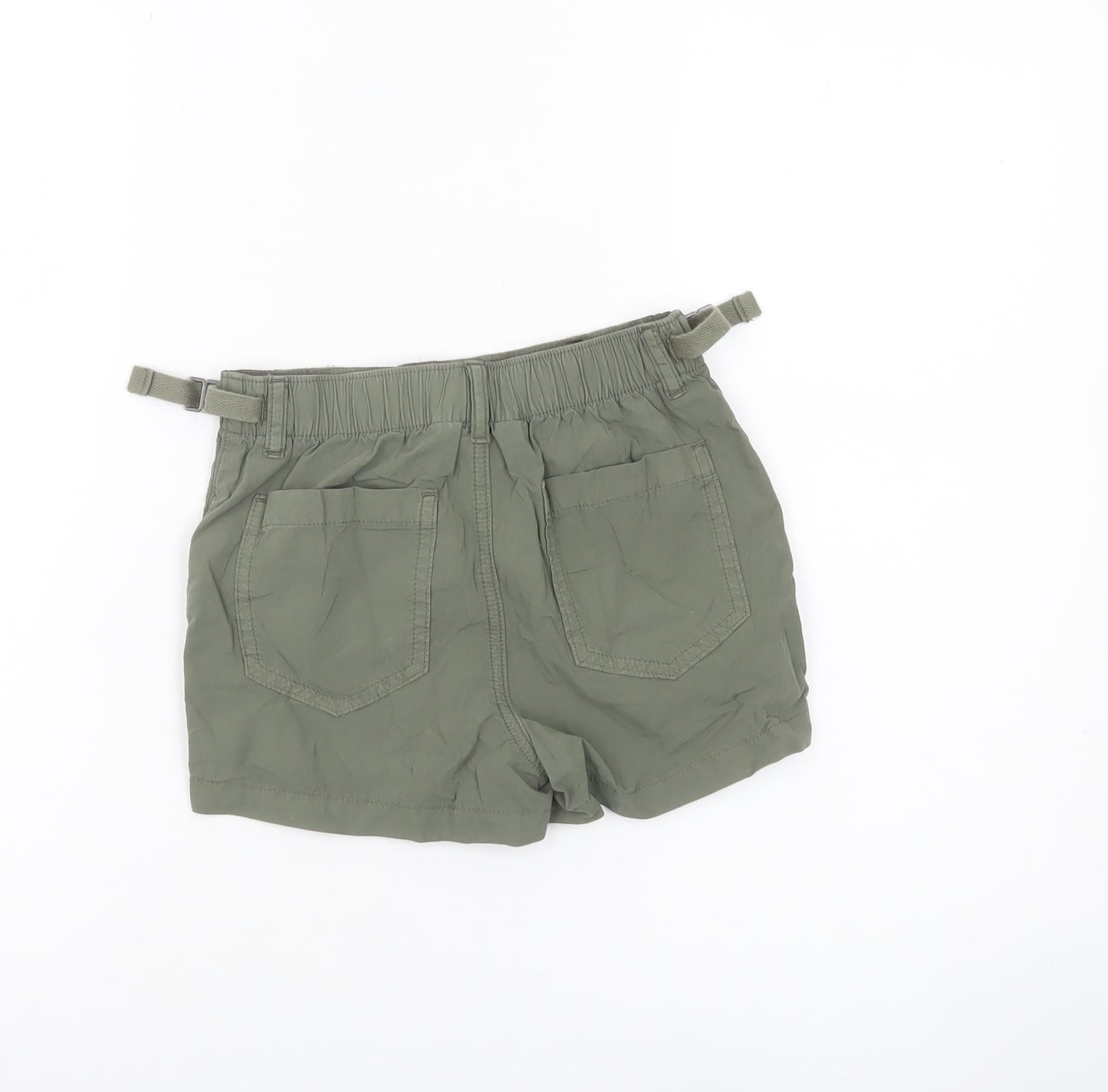 Marks and Spencer Girls Green Cargo Shorts 6-7Y Adjustable Waist Cotton