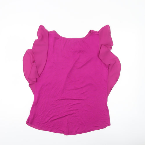 Dunnes Women Pink Ruffle Sleeve Blouse Size S
