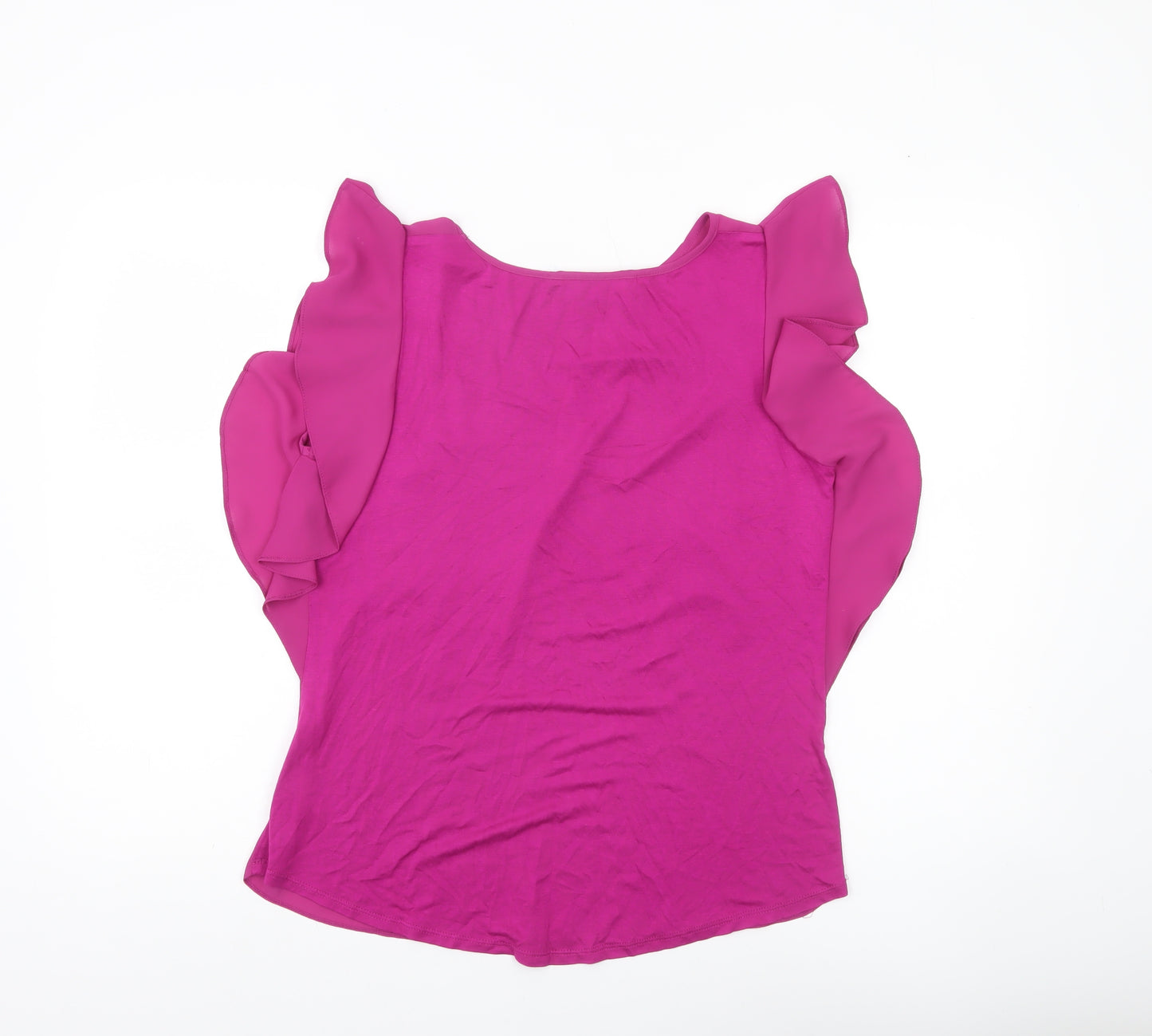 Dunnes Women Pink Ruffle Sleeve Blouse Size S
