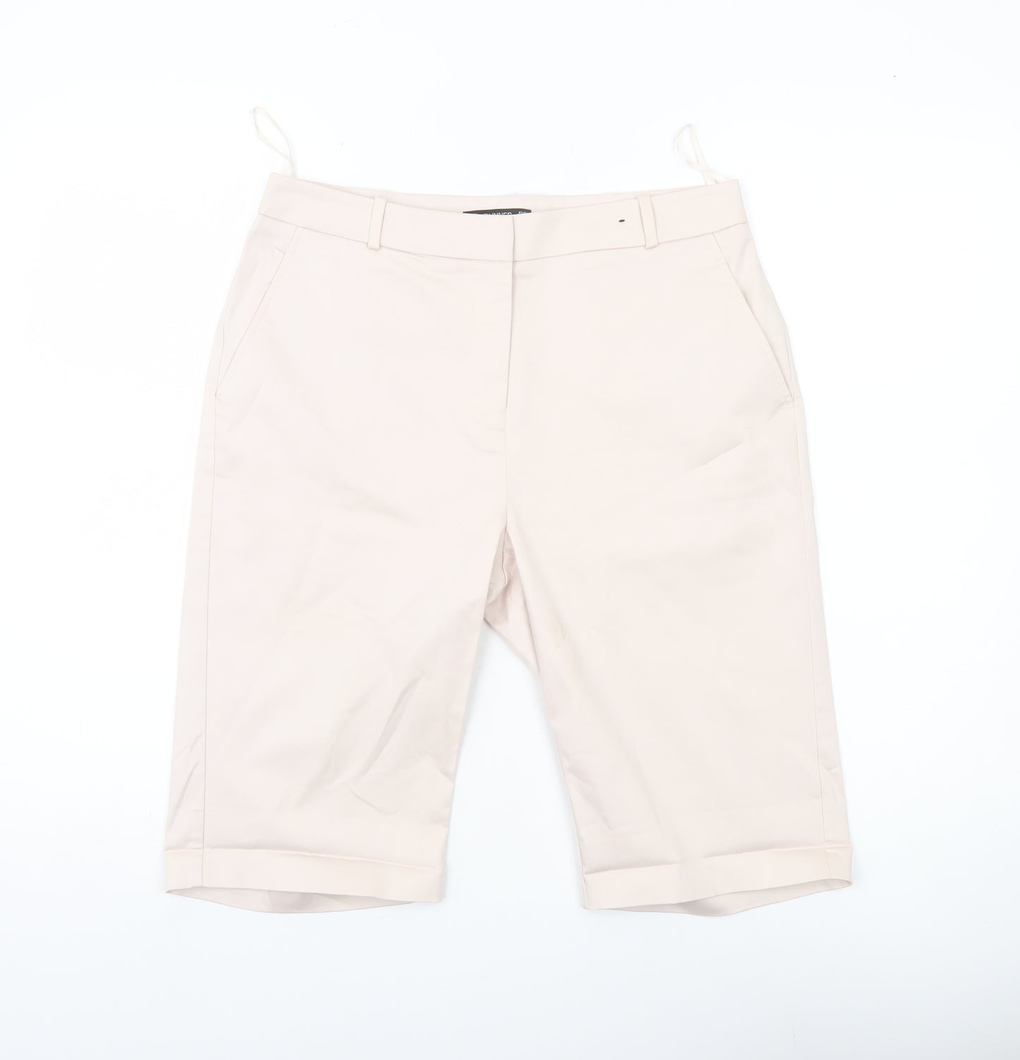Dunnes Women Beige Bermuda Shorts Size 10 Cotton Blend Stretch Casual