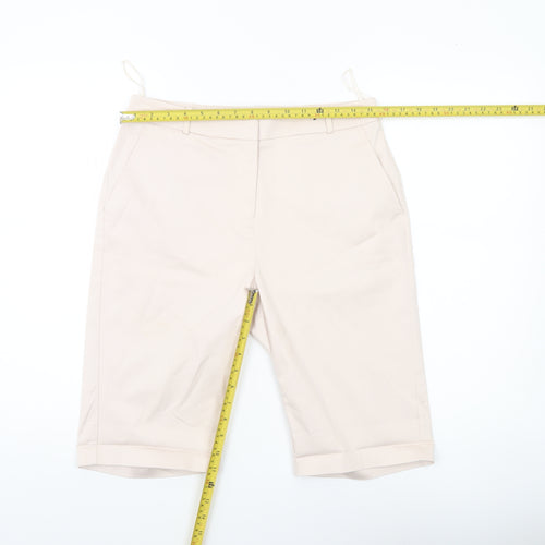Dunnes Women Beige Bermuda Shorts Size 10 Cotton Blend Stretch Casual