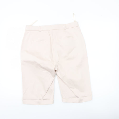 Dunnes Women Beige Bermuda Shorts Size 10 Cotton Blend Stretch Casual