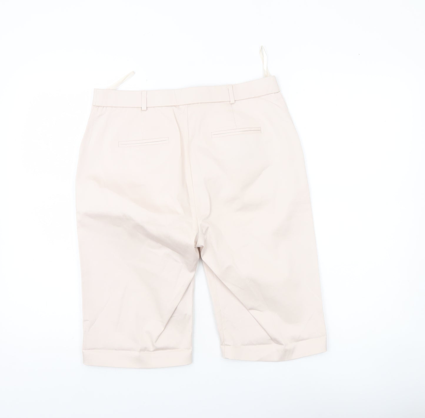 Dunnes Women Beige Bermuda Shorts Size 10 Cotton Blend Stretch Casual