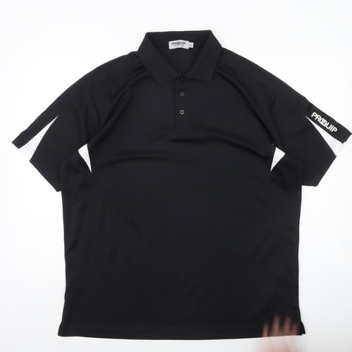 Proquip Men’s Black XL Golf Polo Shirt Lightweight Polyester