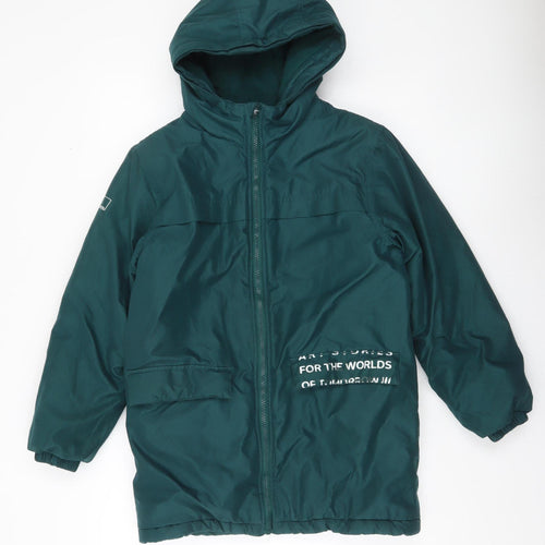 Lincoln & Sharks Boys Green Hooded Parka Coat Size 11 Years Winter Jacket