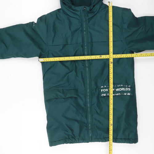 Lincoln & Sharks Boys Green Hooded Parka Coat Size 11 Years Winter Jacket