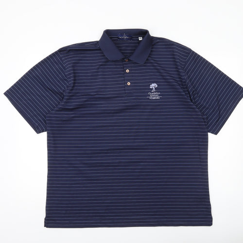 Oceanico Men’s Blue Striped 2XL Golf Polo Shirt Polyester
