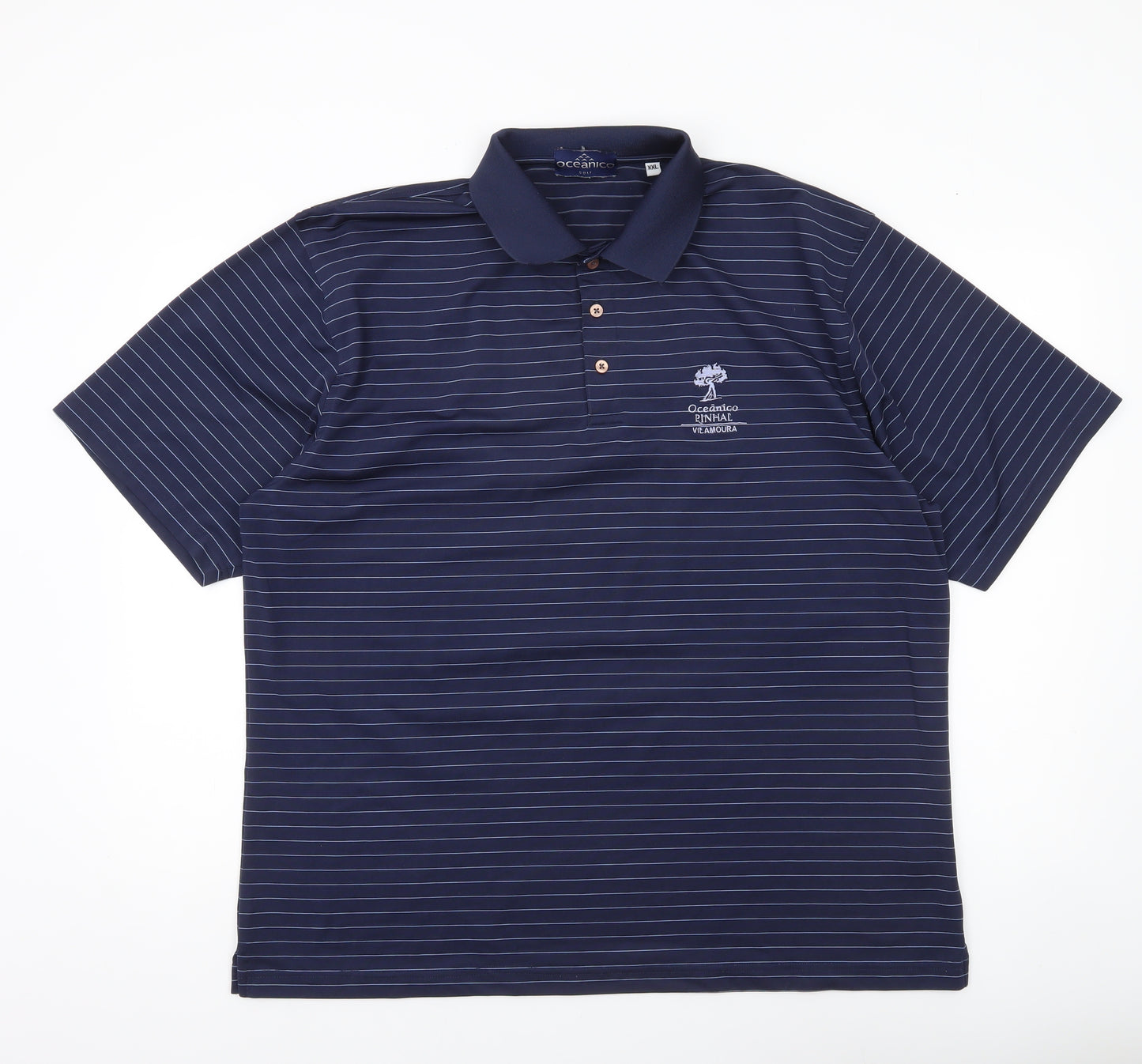 Oceanico Men’s Blue Striped 2XL Golf Polo Shirt Polyester