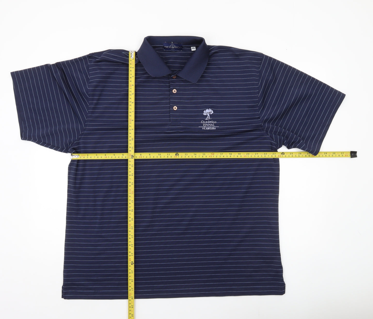 Oceanico Men’s Blue Striped 2XL Golf Polo Shirt Polyester