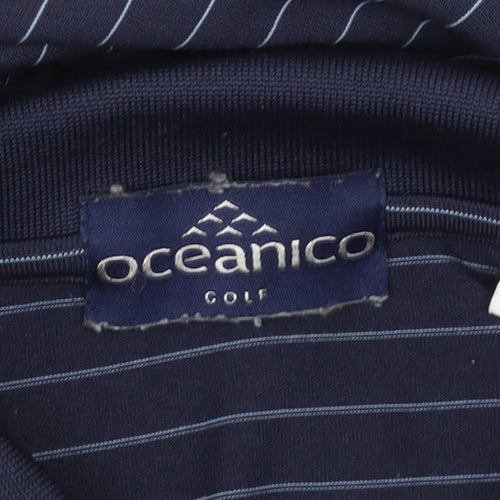 Oceanico Men’s Blue Striped 2XL Golf Polo Shirt Polyester