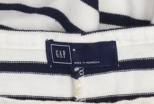 GAP Women’s White Black Striped Shift Dress M Cotton 3/4 Sleeve