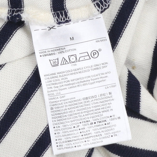 GAP Women’s White Black Striped Shift Dress M Cotton 3/4 Sleeve