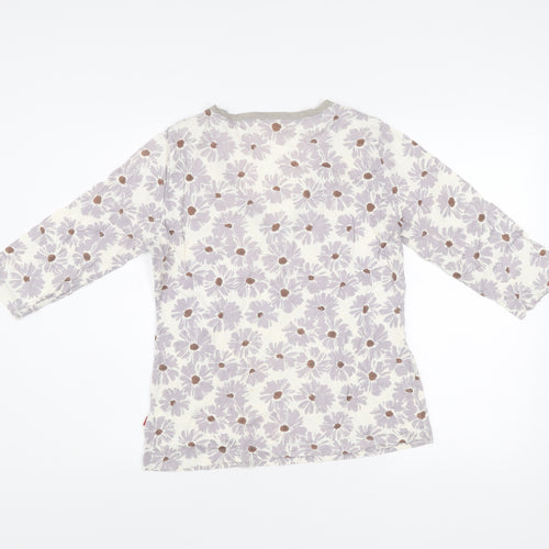 Vacant Womens Ivory Floral V-Neck Cotton Jersey Top XL