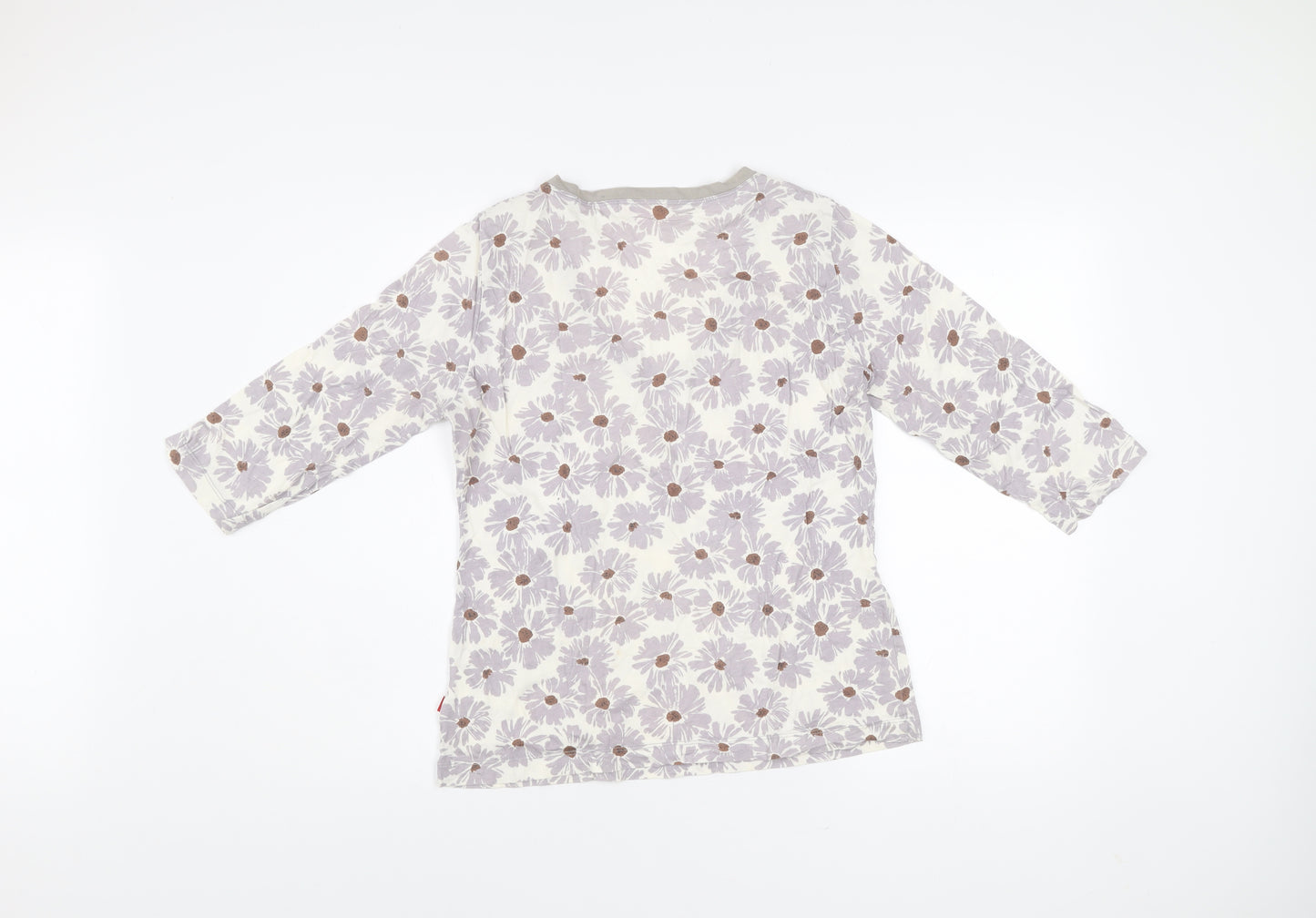 Vacant Womens Ivory Floral V-Neck Cotton Jersey Top XL