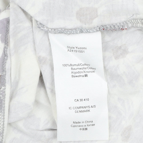 Vacant Womens Ivory Floral V-Neck Cotton Jersey Top XL