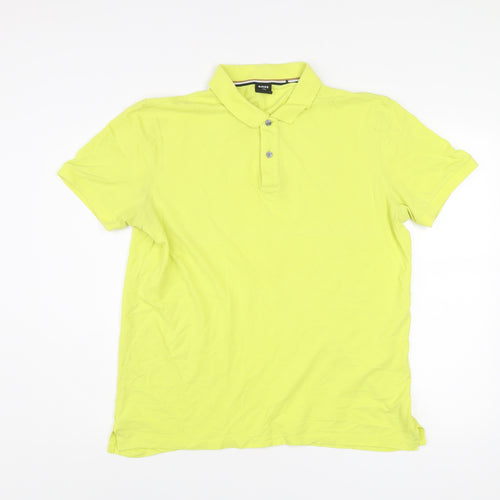 BOSS Men's Yellow XL Polo Shirt Cotton Short Sleeve Logo