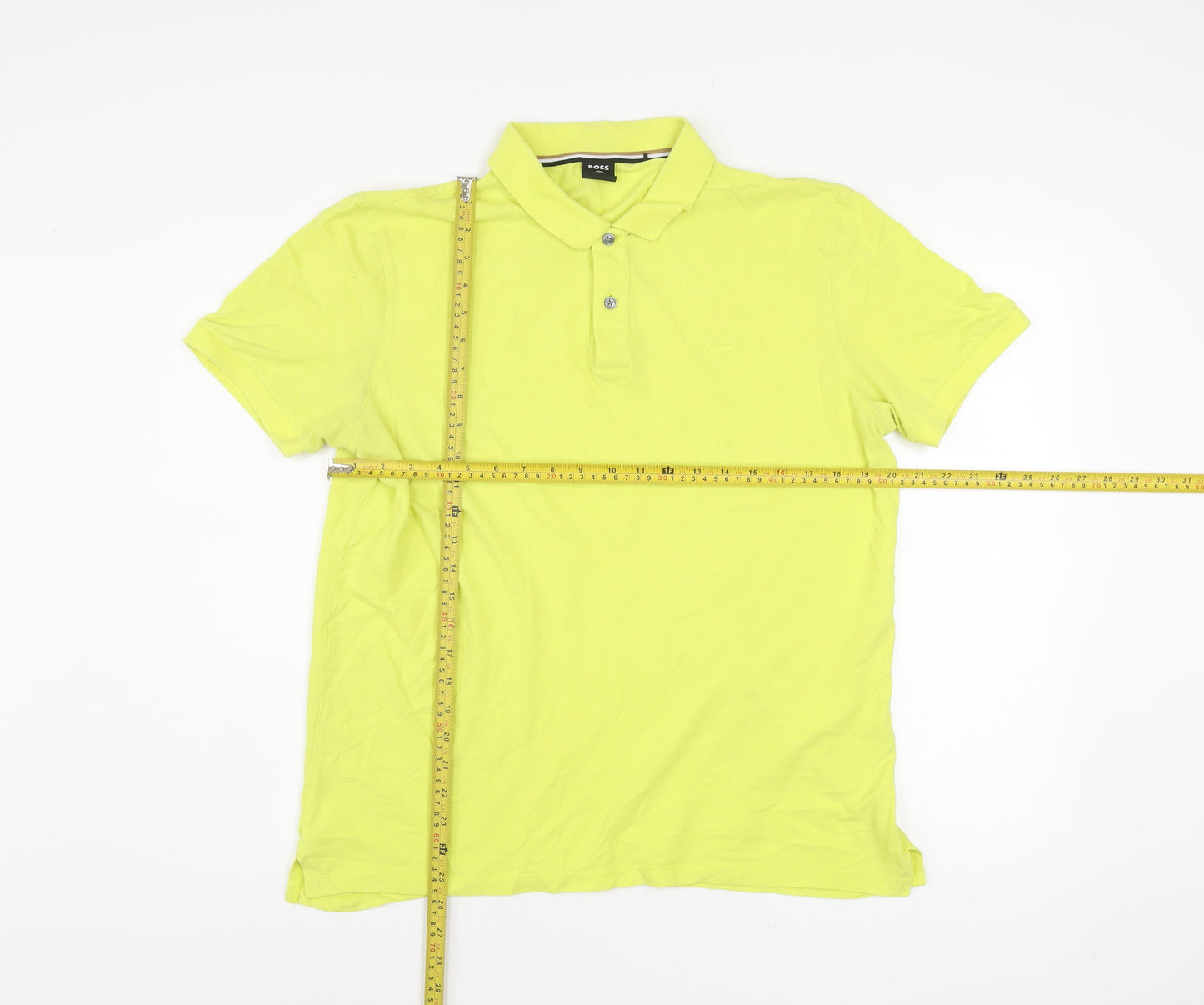 BOSS Men's Yellow XL Polo Shirt Cotton Short Sleeve Logo