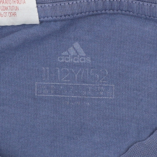 Adidas Boys Blue Graphic Logo T-Shirt Short Sleeve Size 10 Years