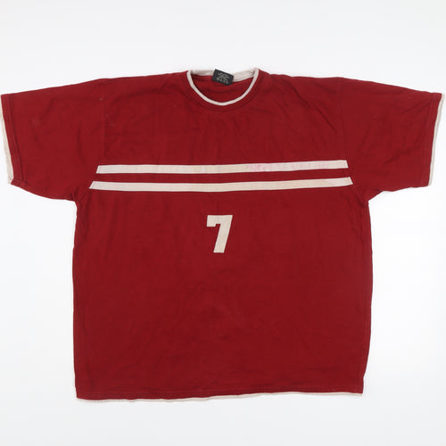 CS Active Men’s Red XL Sports Striped Cotton T-Shirt