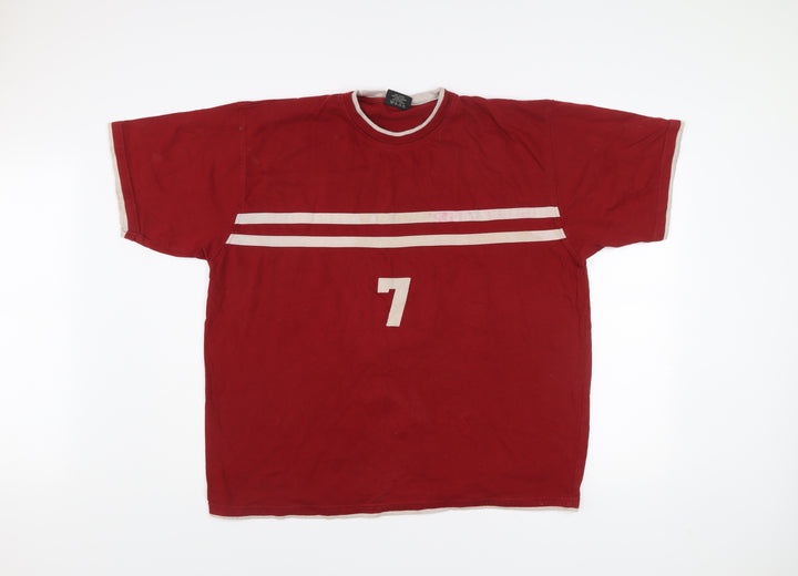 CS Active Men’s Red XL Sports Striped Cotton T-Shirt