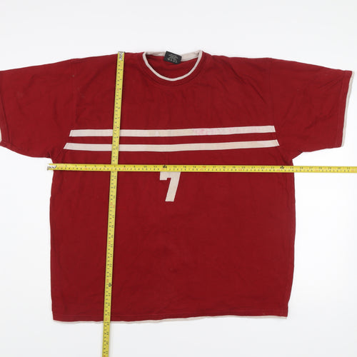 CS Active Men’s Red XL Sports Striped Cotton T-Shirt